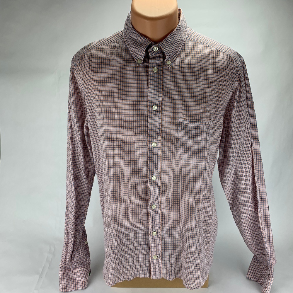 Eton Slim Fit L/S Blue and Orange Check XL Flaws